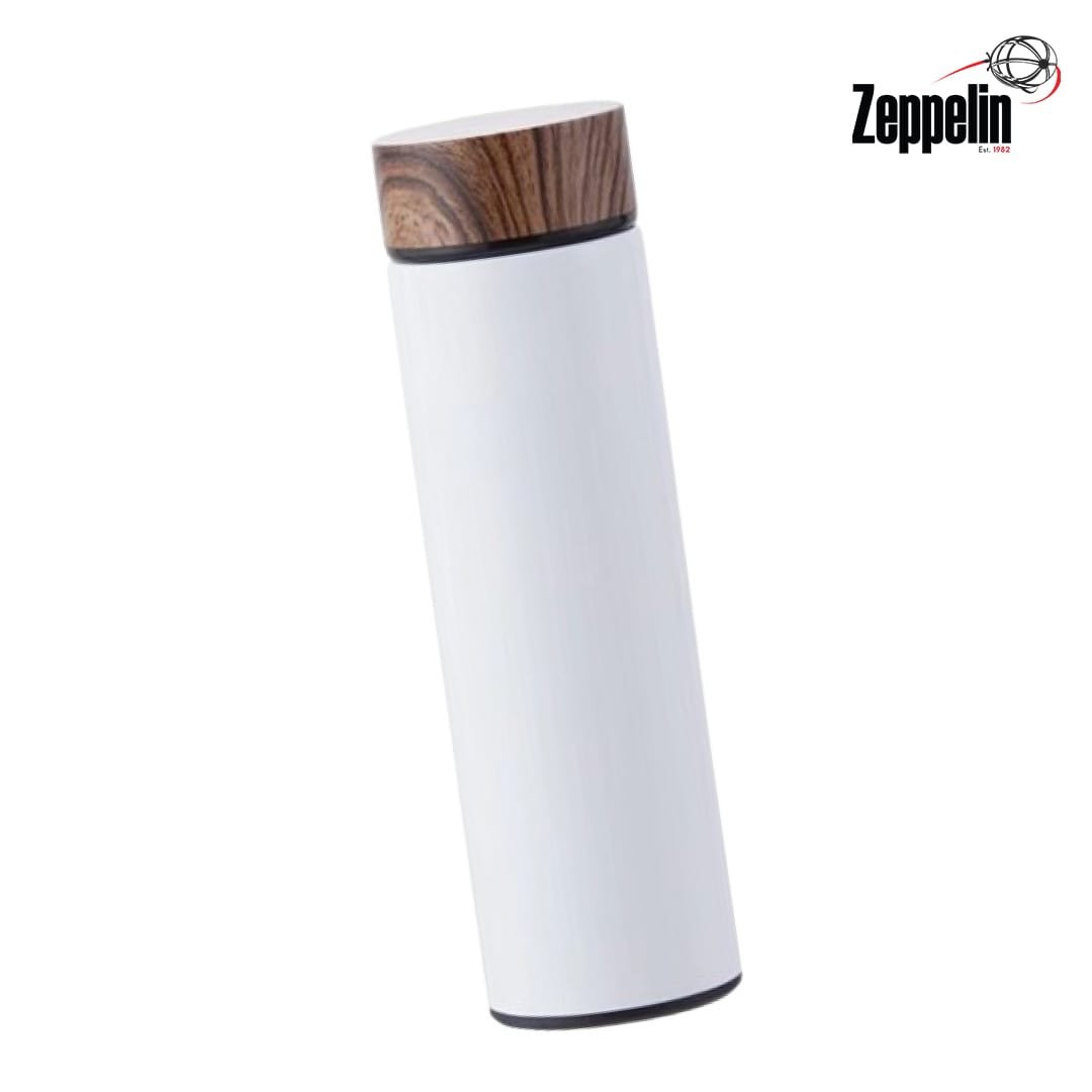 WHITE FLASK WITH WOOD GRAIN CAP